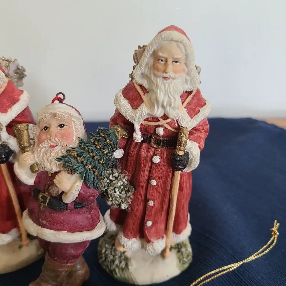 Vintage Winter Santa Christmas Pere Noel Figurines Ornaments and Magnet 5 Items